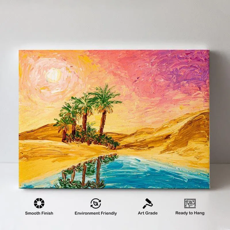 Oasis In The Sahara desert Canvas Wall Painting - Gallery Wrap media 4
