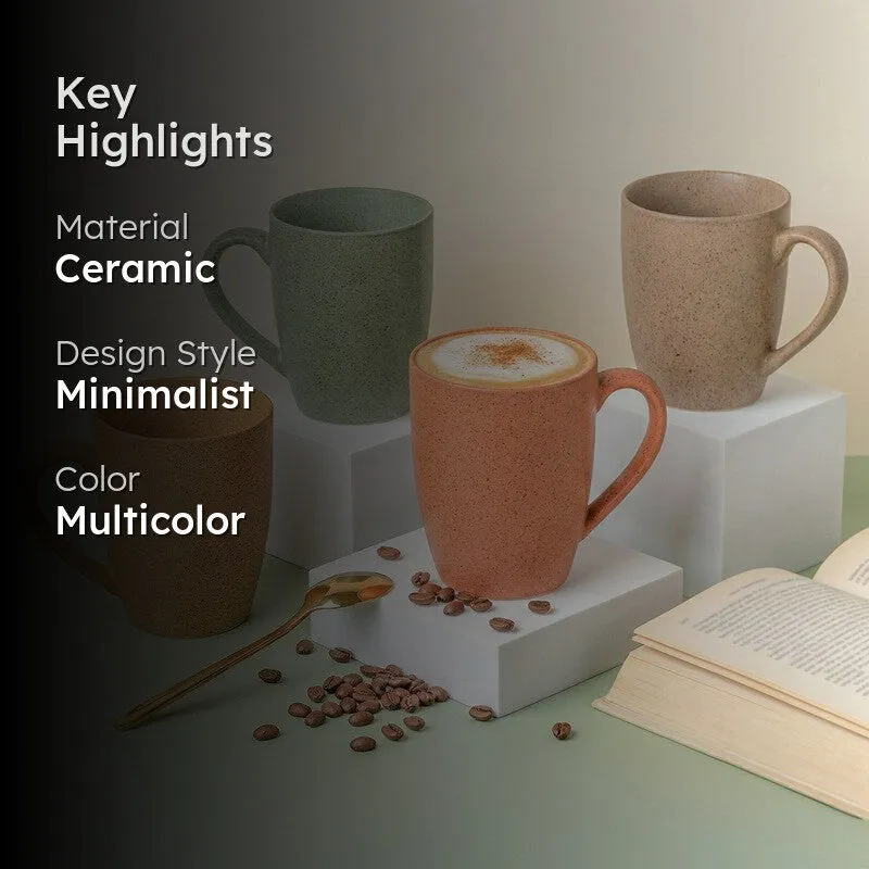 Sip & Style Ceramic Coffee Mug (Multicolor/300 mL Each) - Set Of Four media 2