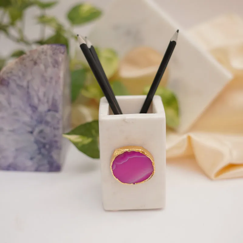 Kade Marble Agate Stationary Holder - Pink media 1