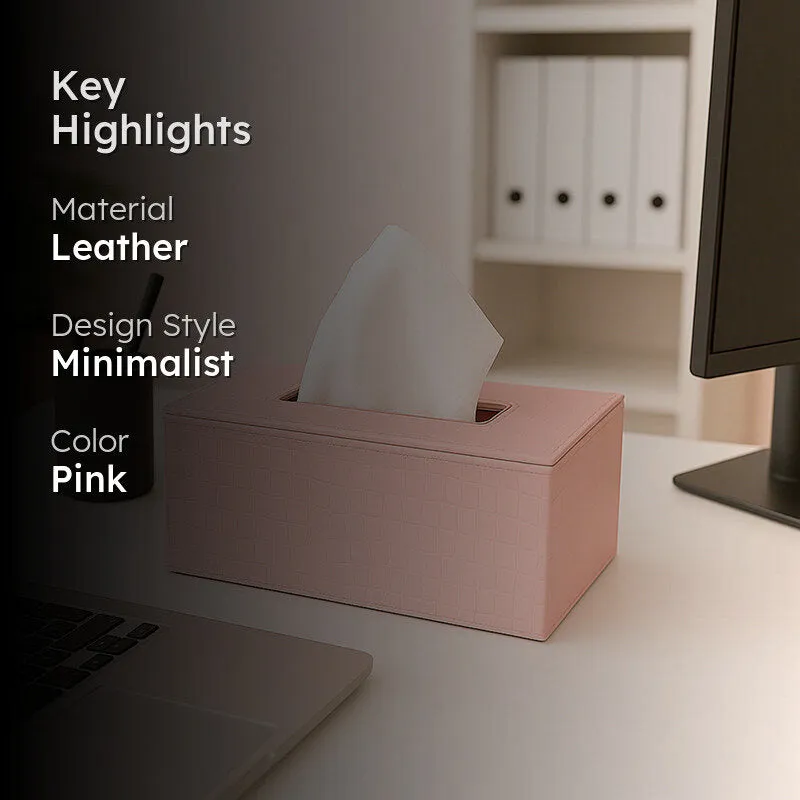 Elvan Faux Leather Tissue Holder - Pink media 2