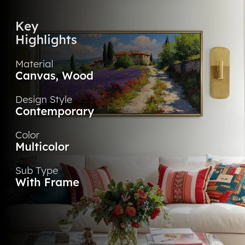 Violet & Vermilion Canvas Wall Painting With Frame media 2