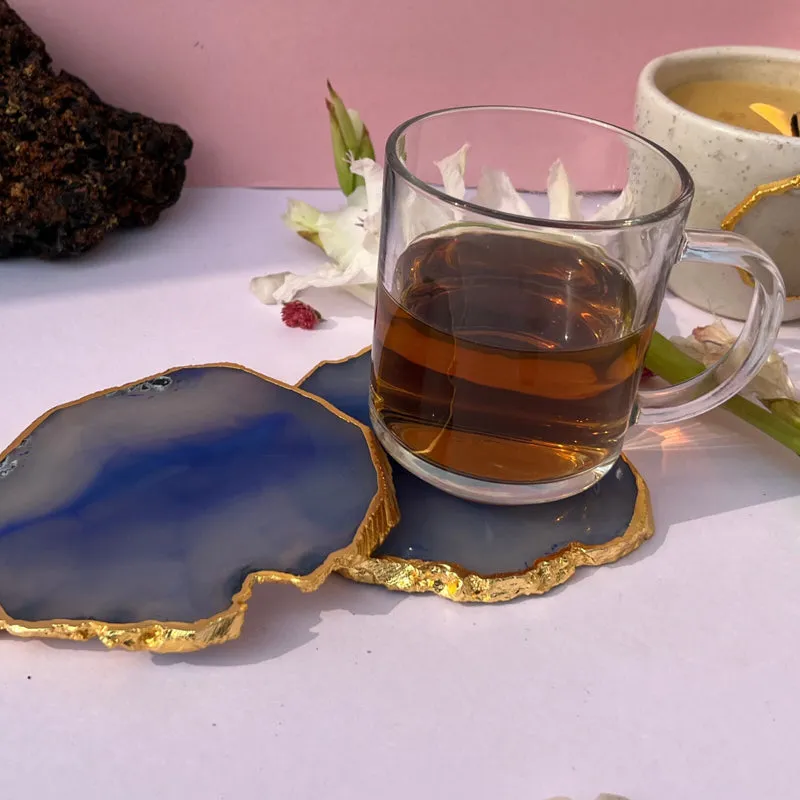 Candra Handcrafted Brazilian Agate Coaster (Blue) - Set Of Four media 5
