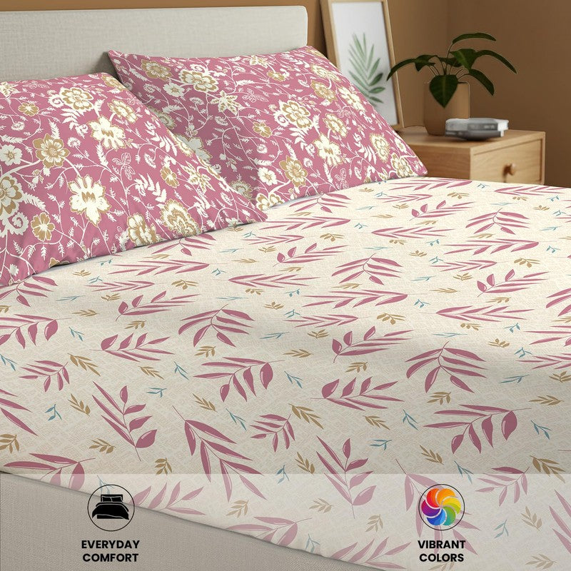 Urban Space Floral Whisper Cotton Bedsheet (Pink) - 144 TC media 6