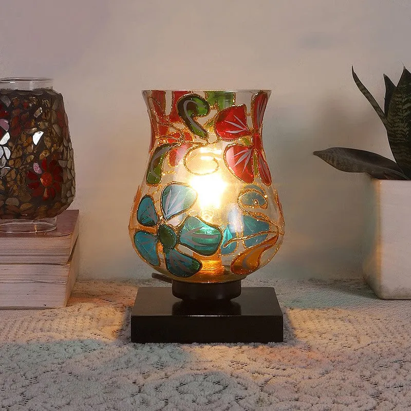 Glowen Mosaic Glass Wooden Table Lamp - Multicolor media 2