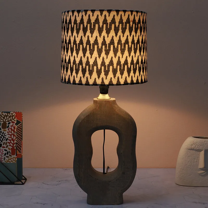 Chevronic Hewn Printed Mango Wood Table Lamp - Black, White media 1