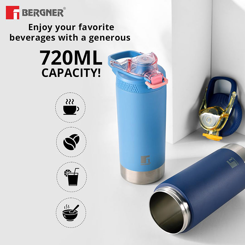 Bergner Glacior Double Walled Hot & Cold Flask (Blue) - 720 mL media 6