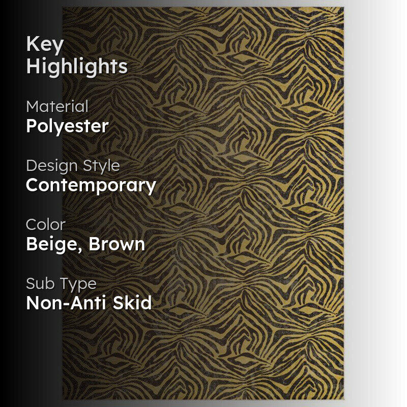 Fangorn Abstract Polyester Anti-Skid Carpet - Beige & Brown media 2