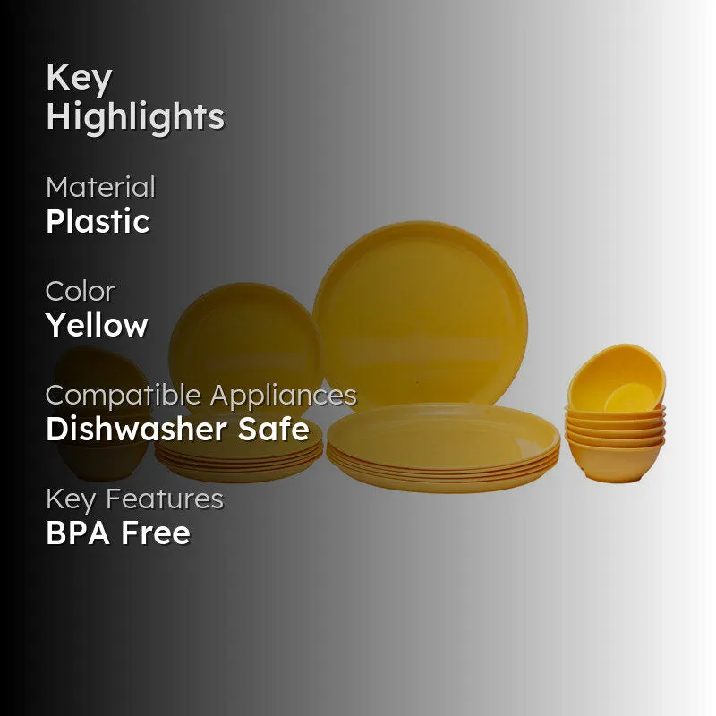 Mihaya Yellow Dinner Set (400 ml) - 24 Piece Set media 2