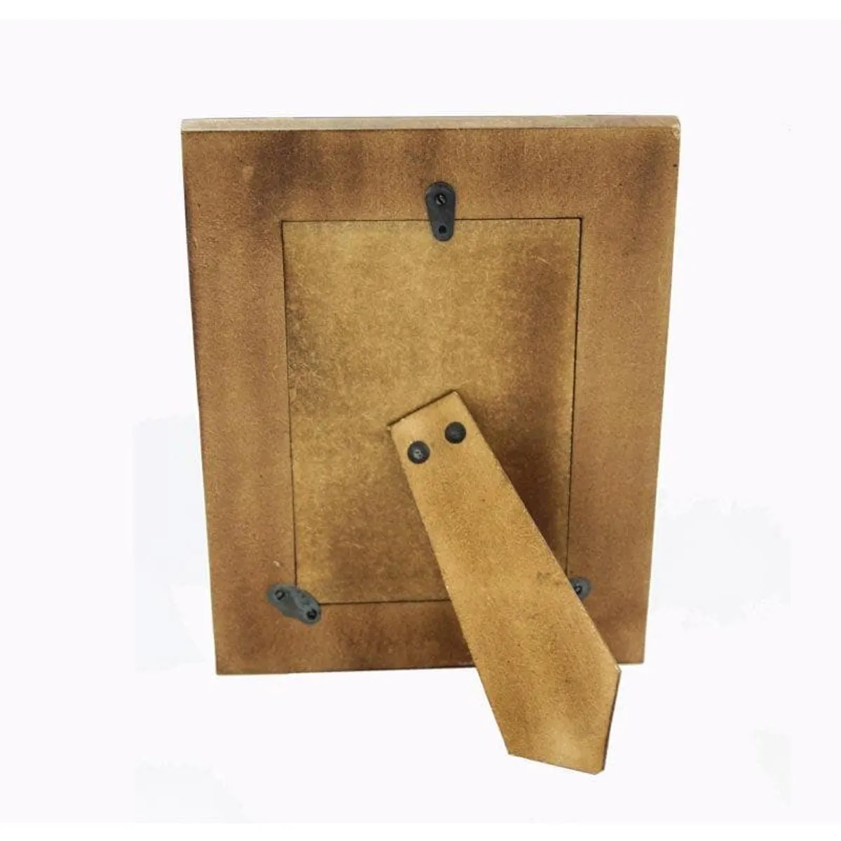 Back view showing the stand and rear panel of the photo frame