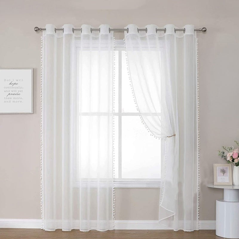 Urban Space Kanya Linen-Textured Curtain (White) - Set Of Two media 2