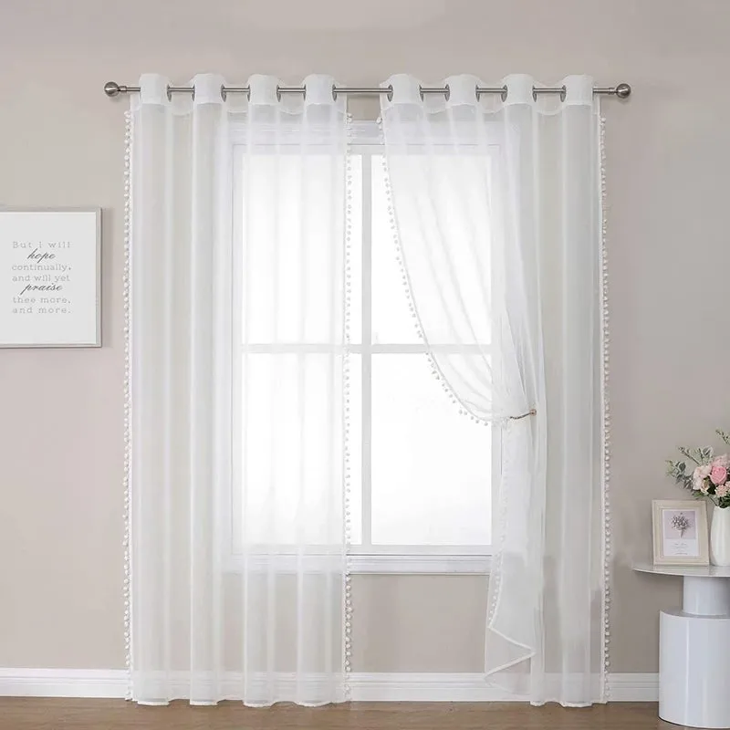 Urban Space Kanya Linen-Textured Curtain (White) - Set Of Two media 2