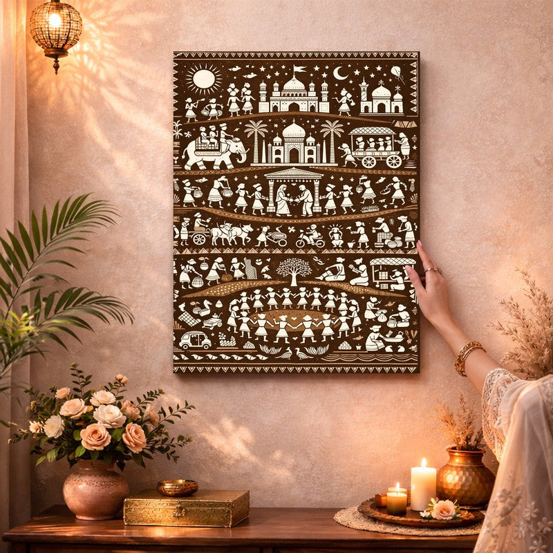 Warli Life Canvas Wall Art & Paintings media 3