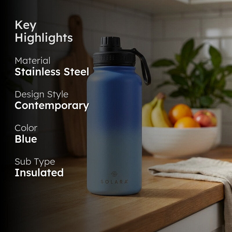 Solara Insulated Stainless Steel Bottle (1000 mL) - Blue media 2