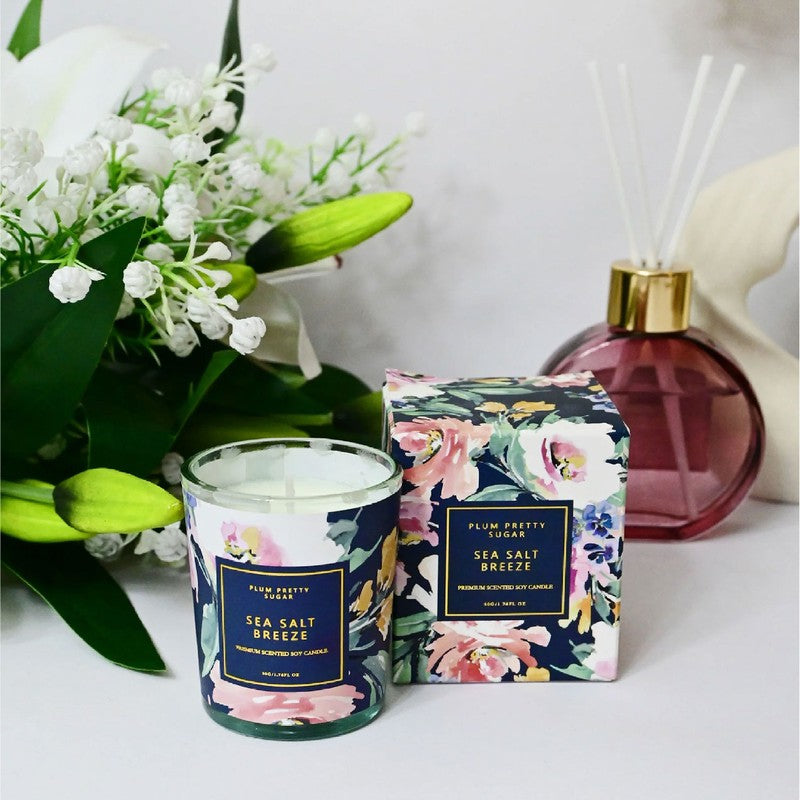 Sea Salt Scented Candle Glass Jar - Set Of Two media 5