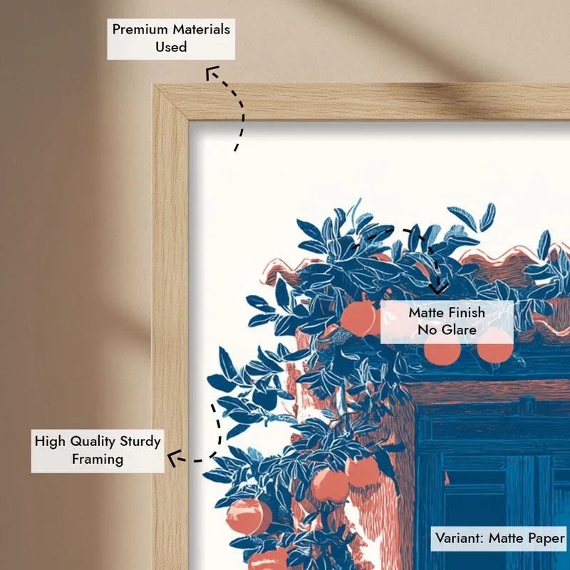 Sapphire Shade Canvas Wall Painting - Brown Frame media 7