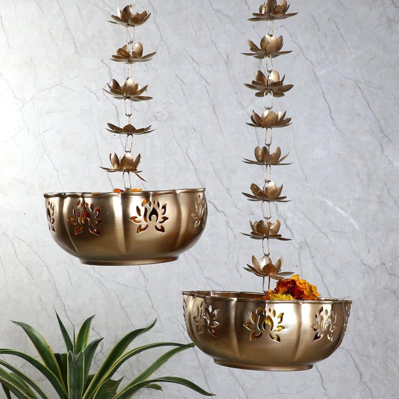 Lotus Cascade Hanging Urli - Set Of Two