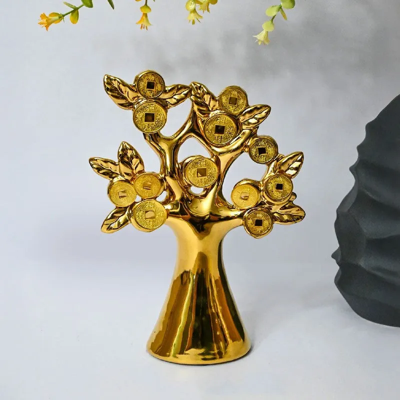 Golden Bloom Decorative Coin Tree Showpiece media 3