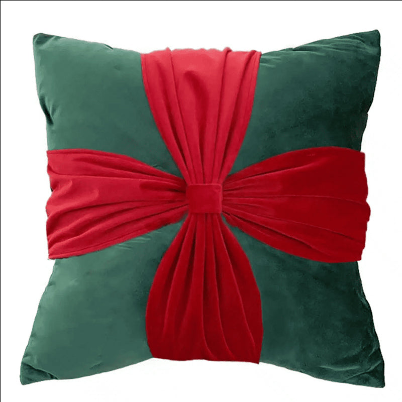 Crimson Knot Velvet Christmas Cushion Cover media 5