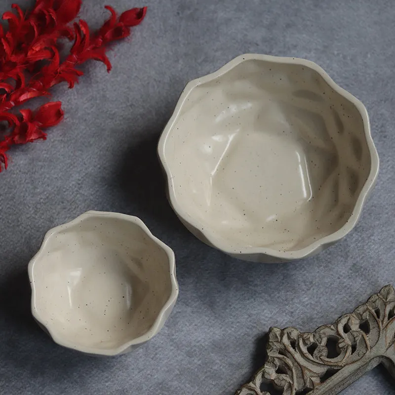Noemi Ceramic Snack Bowl (White/300 mL/200 mL) - Set Of Two media 4