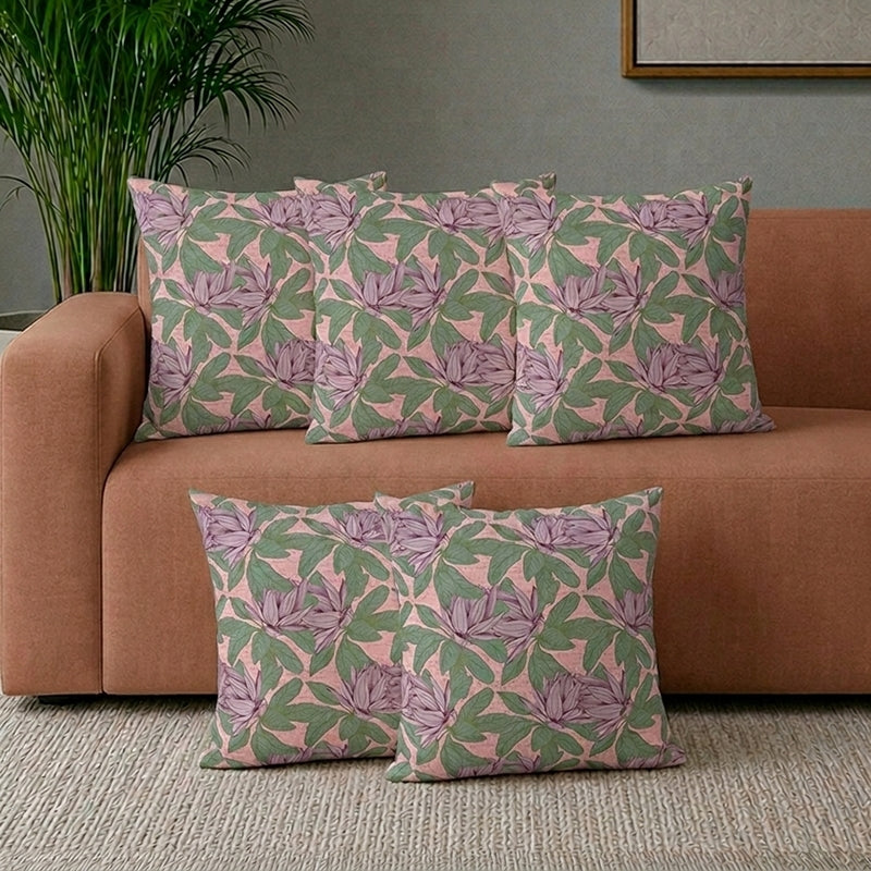 Nargis Haven Velvet Cushion Cover Set - Set Of Five - 16 x 16 Inches