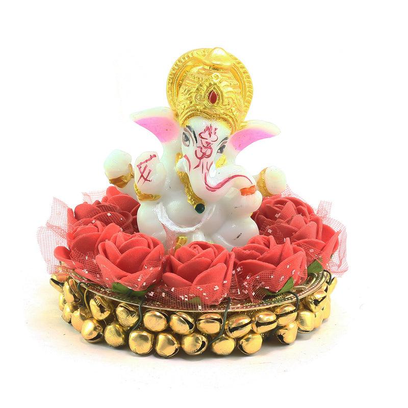 Ganesha Pooja Plate Idol - Red & White media 3