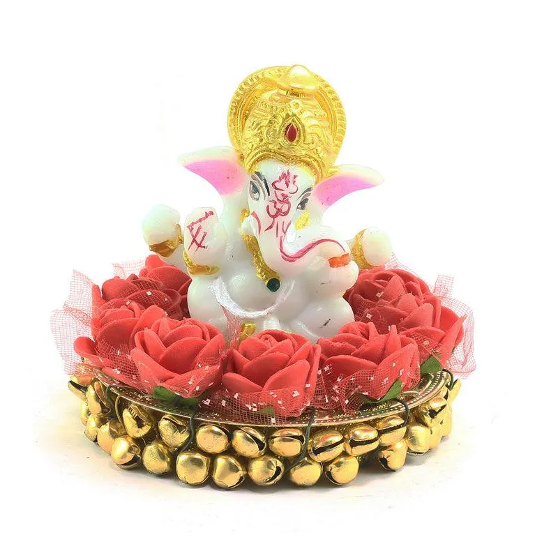 Ganesha Pooja Plate Idol - Red & White media 3