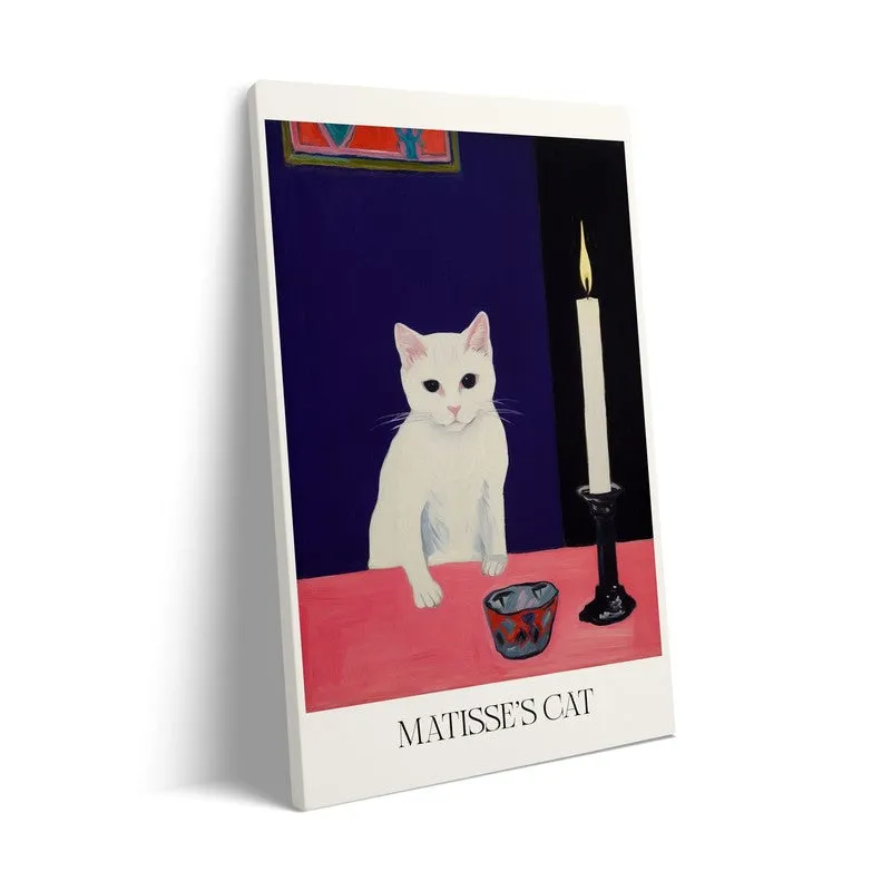 Matisse's Cat Inspired by Henri Matisse Archival Canvas Wall Art - Black Frame media 7