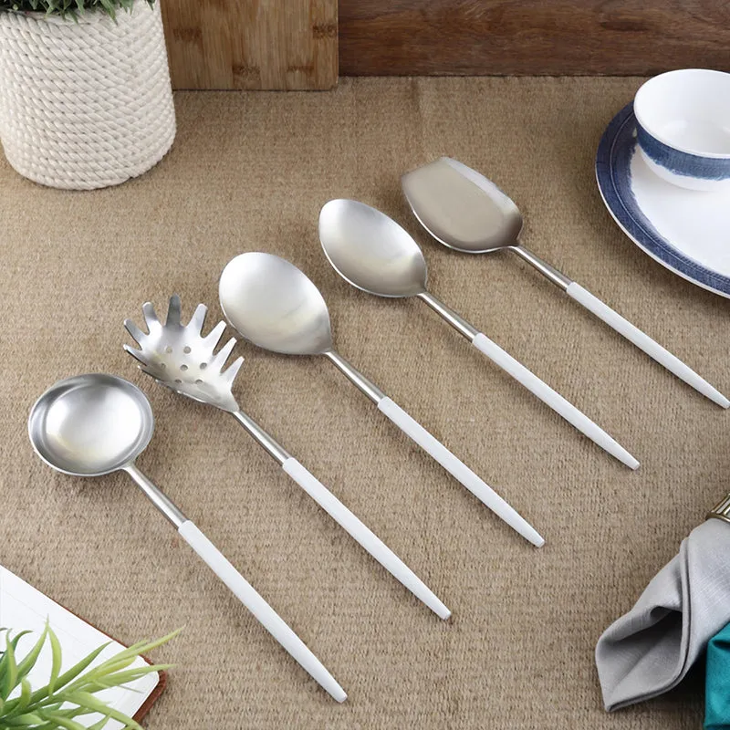 Stirling Stainless Steel Serving Spoon (White & Silver) - Set Of Five media 1