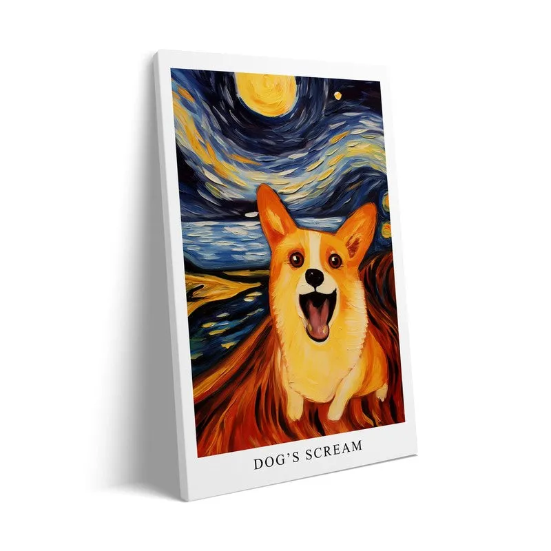 Dog's Scream Archival Canvas Wall Art - Black Frame media 7