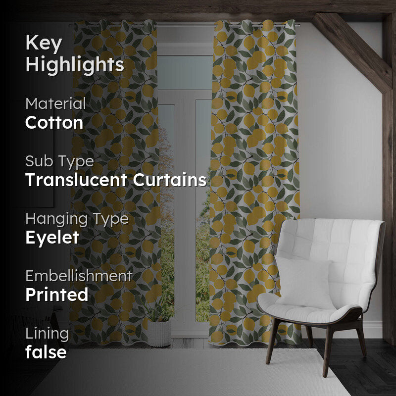 Erica Floral Print Translucent Curtain - Set Of Two media 2