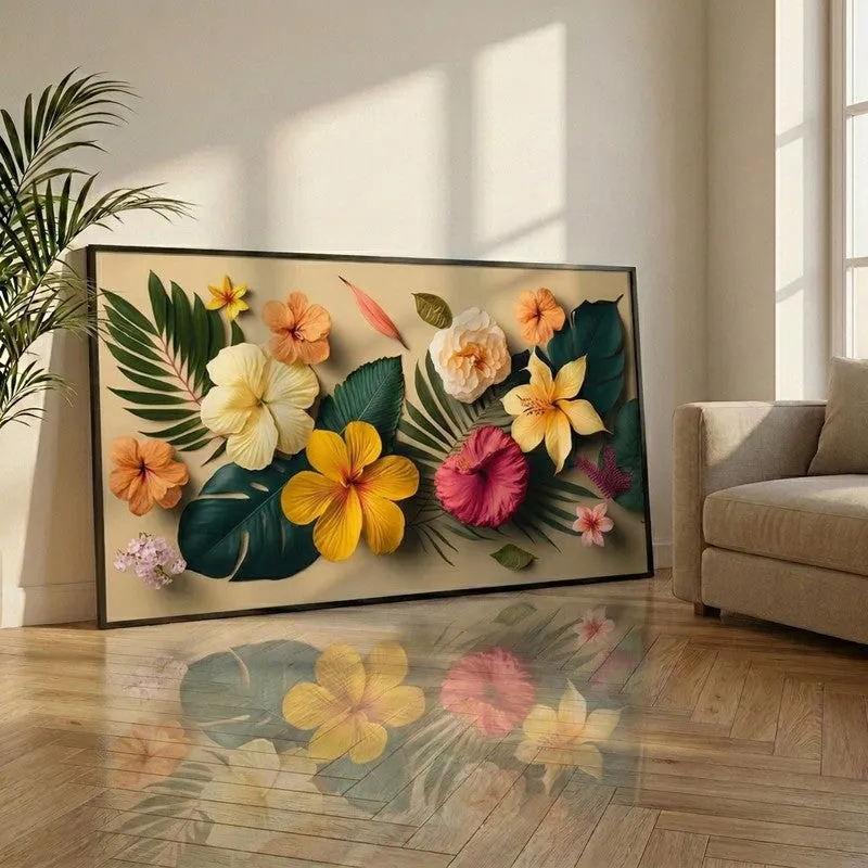 Tropical Bloom Canvas Wall Painting With Frame media 1