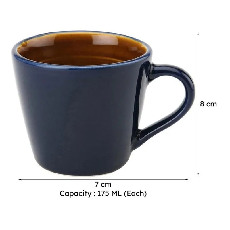 Karvaa Ceramic Tea Cup (175 mL Each)/Royal Blue)- Set of Six media 9