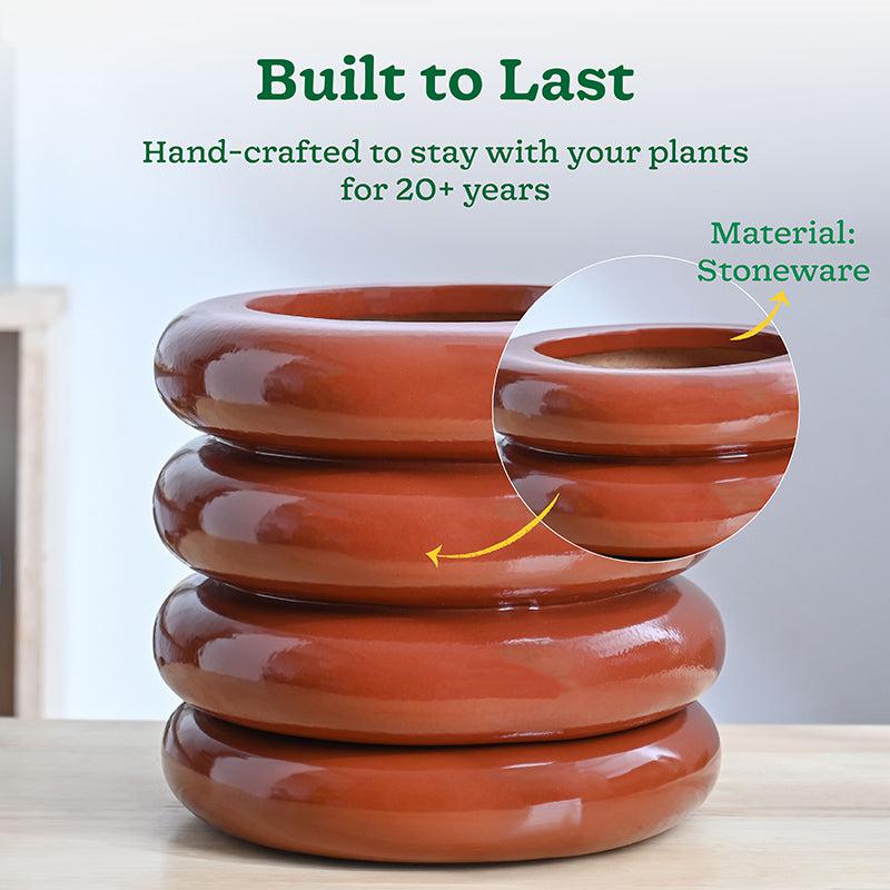 Ugaoo Ceramicurve Four Layer Ceramic Planter - Terracotta media 3