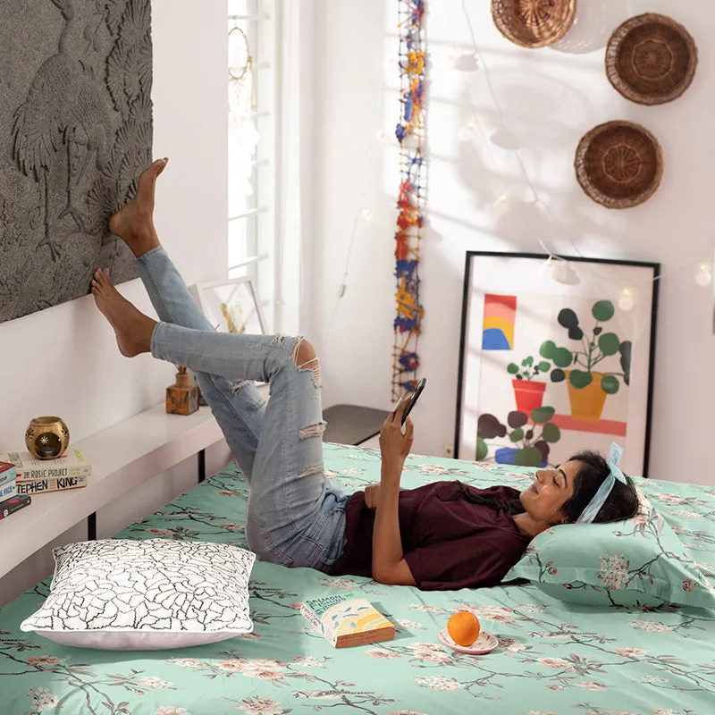 Bellara Floral Cotton Comforter (Mint Green) - 180 GSM - 7
