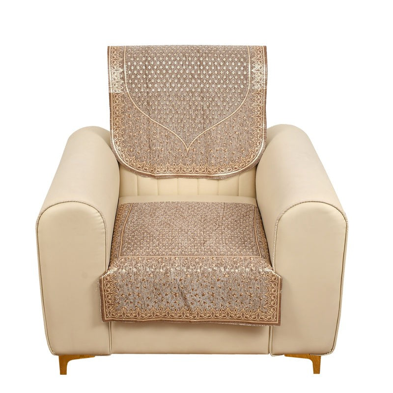 Petite Leave Chenille Sofa Cover - Brown media 5