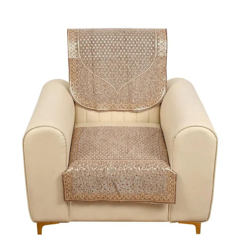 Petite Leave Chenille Sofa Cover - Brown media 5