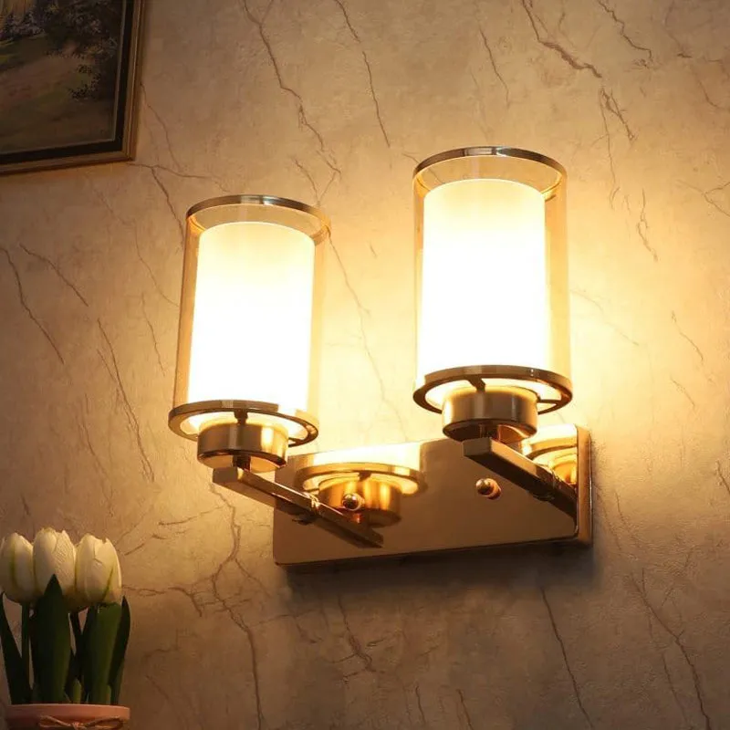 Mirell Dual Glass Wall Lamp With Metal Base media 1