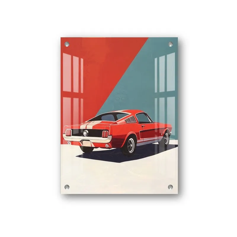 Funky Mustang Retro Car Acrylic Wall Art media 3