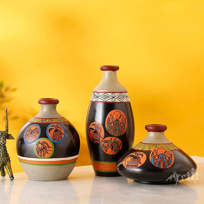 Levanda Tribal Terracotta Vase - Set Of Three
