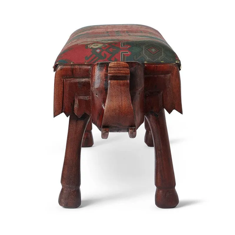 India Circus Acacia Wood Heritage Haven Wooden Elephant Bench media 5
