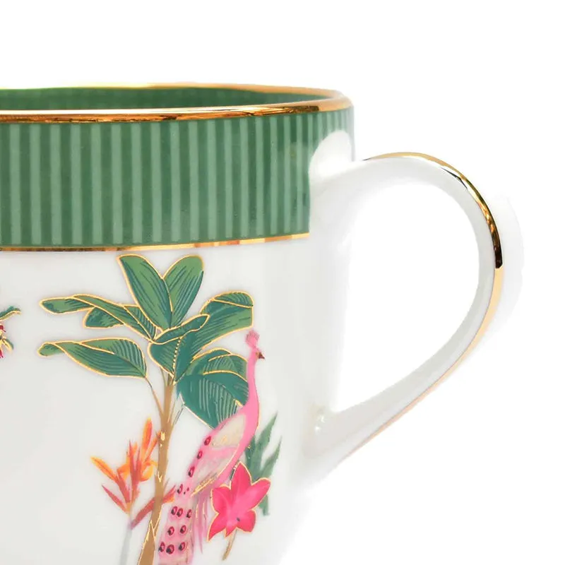 Gilded Mayura Pete 24k Gold Brushed Porcelain Coffee Mug (300 mL Each) - Set Of Six media 6