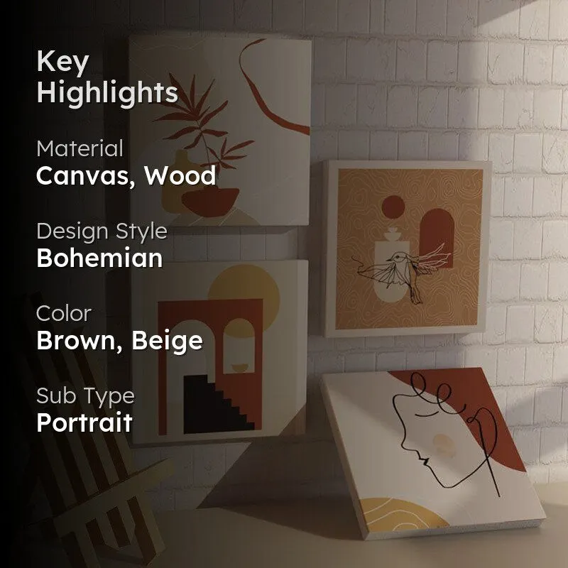 Brown Burrow Canvas Wall Art - Set Of Four media 2