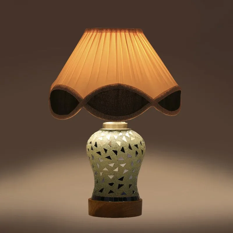 Liora Pleated Glass & Wood Table Lamp - White media 7