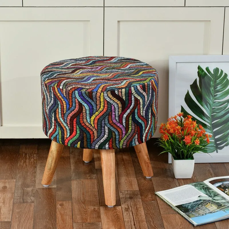 Ripple Chindi-print Ottoman - Multicolor media 1