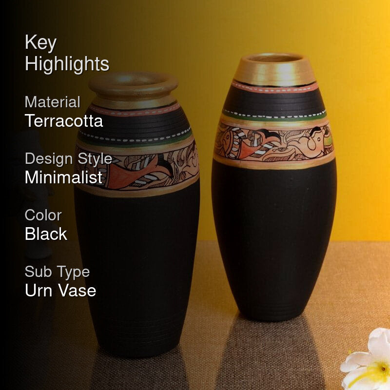 Anadya Tribal Terracotta Vase - Set Of Two media 2
