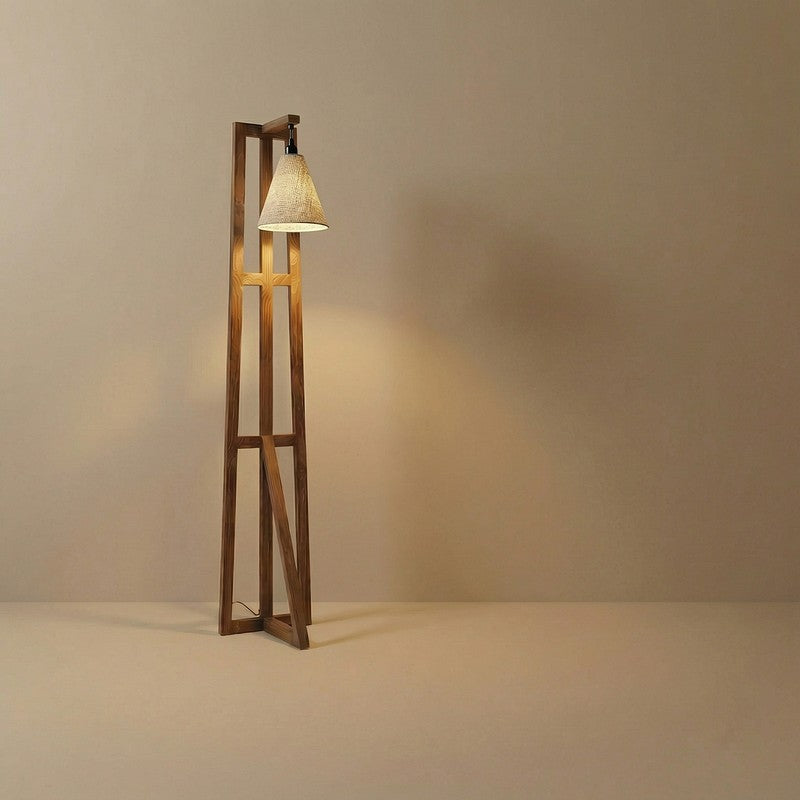 GentleGlow Wooden Floor Lamp - Brown media 6