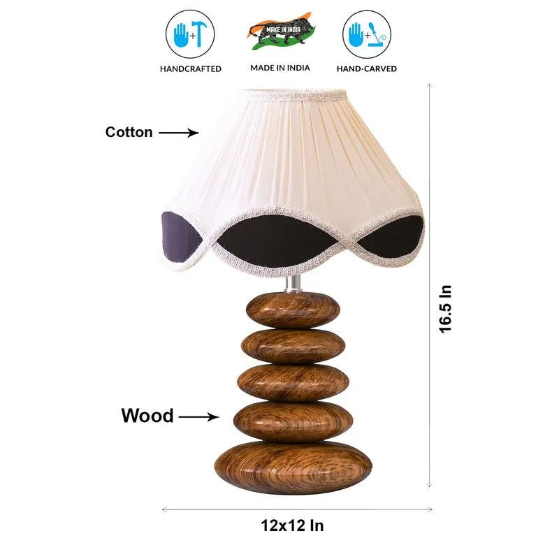Glozen Cotton Table Lamp With Wooden Base - Ivory media 6