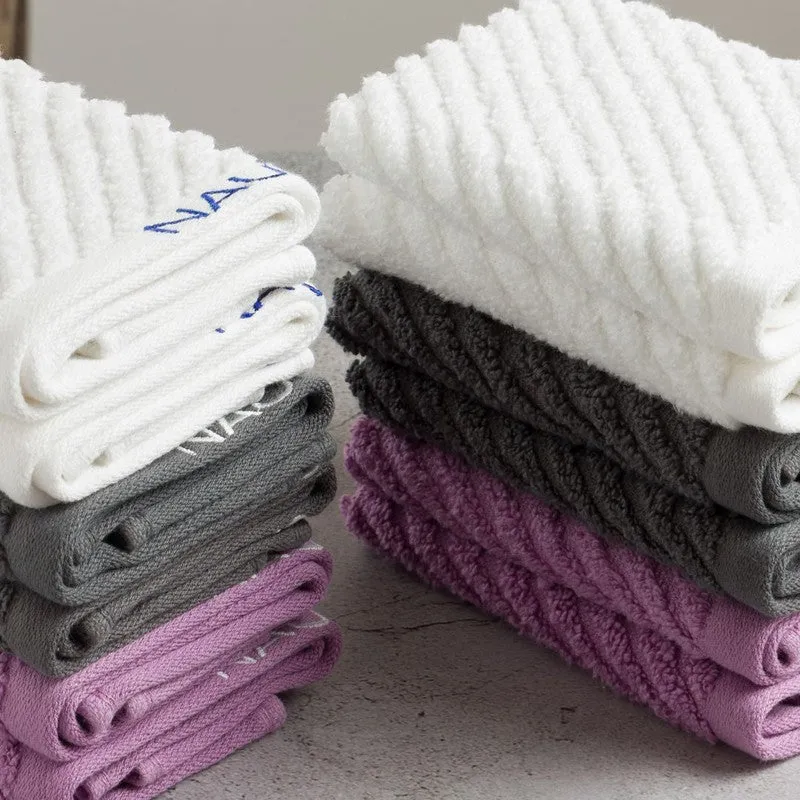 Nautica Riviera Soft Cotton Hand & Face Towel (White,Lilac & Dark Grey) - Set Of Twelve media 5