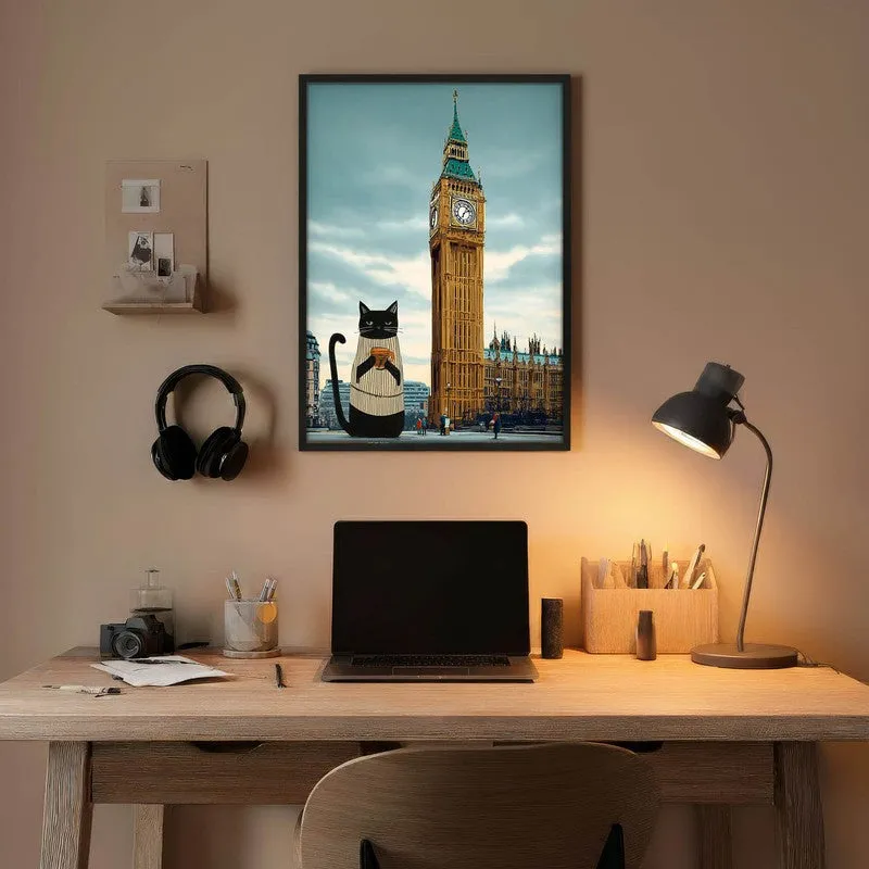 Whiskered Brew Cat Wall Painting With Frame media 5