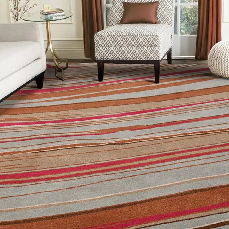 Thoth Hand Tufted Abstract Wool & Nylon Carpet - Brown & Red media 8